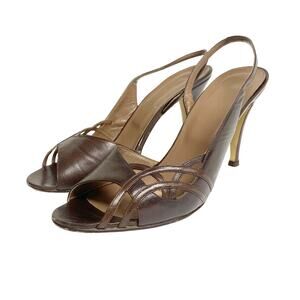 Vintage Garolini Womens Size 9 Brown Slingback Heels Pumps